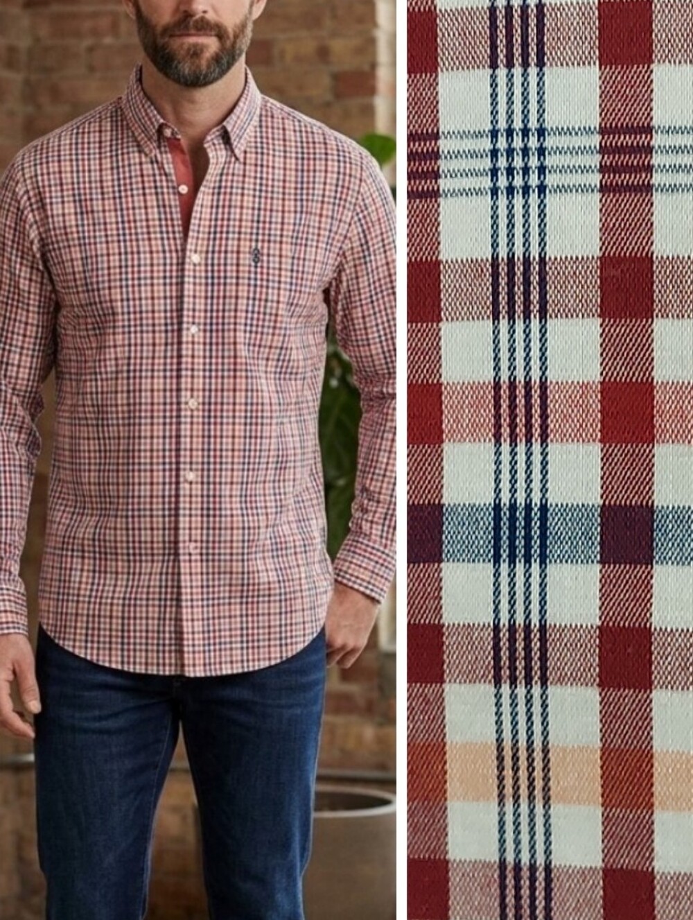 Izod Multicolored Plaid Button-Down Long Sleeve Shirt